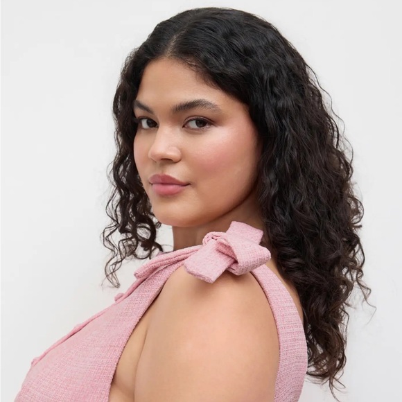 Cider Pink tweed boat neck Dress with Bow Straps - Picture 4 of 10